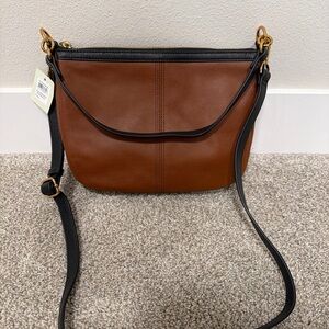 *NWT* Fossil Jolie Leather Crossbody Purse Handbag Brown/Black Trim ZB11093199